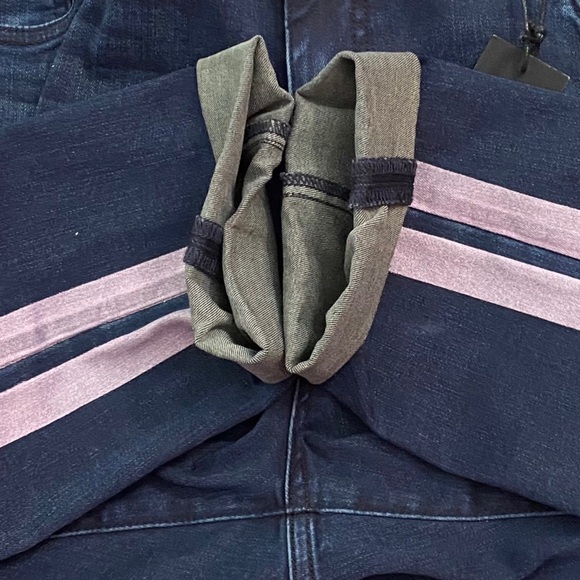 Kut from the Kloth Connie Ankle Skinny Jeans Folded Hem Pink Vertical Stripes 16 - Picture 14 of 16